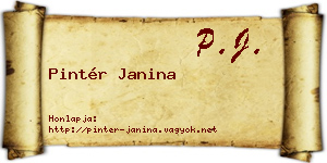 Pintér Janina névjegykártya